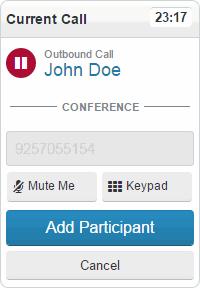 If you cancel the conference now, the initial party remains on hold until you click Retrieve. 4 To start the conference, click Add Participant. The party on hold is retrieved.