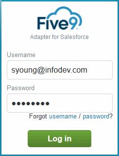 Managing the Five9 Plus Adapter for Salesforce Installing the Five9 Plus Adapter for Salesforce Single sign-on enabled If single sign-on is enabled in your call center (SSO Login), you log into
