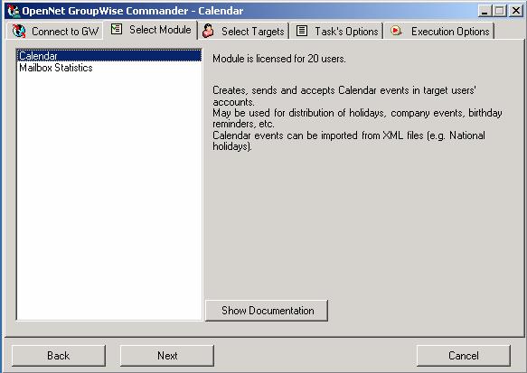 OpenNet Software Ltd. GWCommander v.3 Admin Guide, Page 11 3. Defining Tasks Tasks are scheduled runs of Commander Modules, with some predefined options.