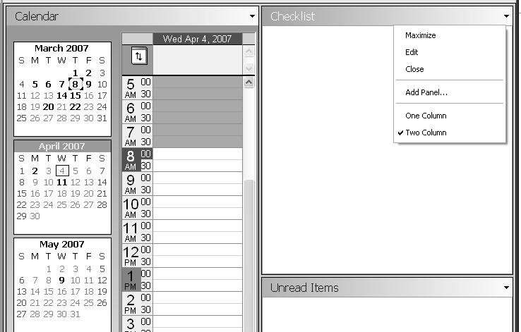 6. Panels can also be customized by clicking on the drop down arrow in the top right of each panel.