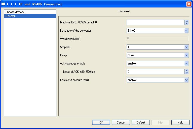 RS parameter window Parameter Machine ID [0 2,default 0] Here set the machine ID of the RS/KNX converter.