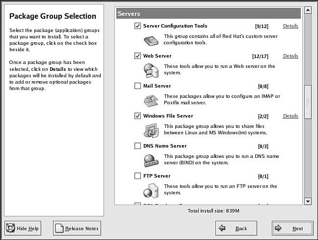 Step-by-Step Installation 75 3 FIGURE 3.16 Select software package groups for installation.