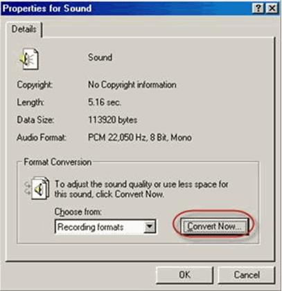 Processing Voicemail Recording Voicemail Greetings 7 In the Sound Selection window, set these options: WAVE audio, ITU G.