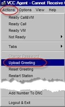 Uploading and Resetting a Greeting To upload a greeting, select Actions > Upload