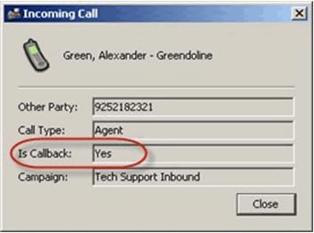 Commands available from the right-click menu: Make Callback Remove Callback Select Contact Record - available for numbers existing in several Contact records.