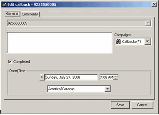 Managing Callbacks Managing Callback Reminders 2 Apply your changes, and click