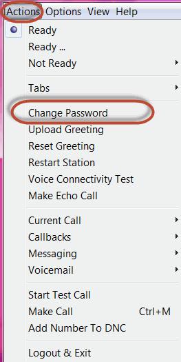 Managing Your Station Changing Your Password 1 Select Actions > Change Password.