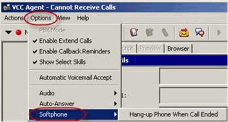 Managing Your Station Setting Phone Options Use this option to disconnect the softphone after each call. If you check the box, an Answer button appears for each incoming call.