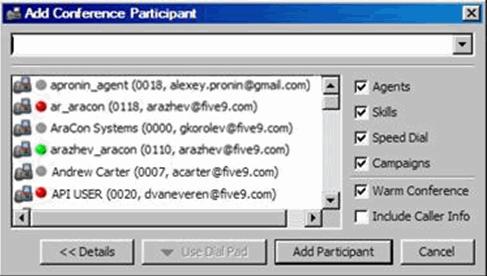 Selecting Conference Participants from a List 1 Click Current Call. 2 Click Add Conference Participant. The contact is placed on hold. 3 Select a transfer party.