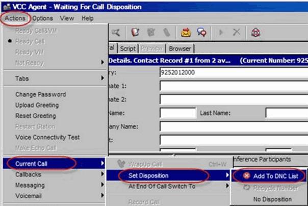 Processing Calls Working with Do Not Call Numbers You can also