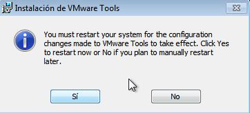 Once the installation of the OS is finished it is important to install the virtual machine drivers corresponding to the virtualization platform.