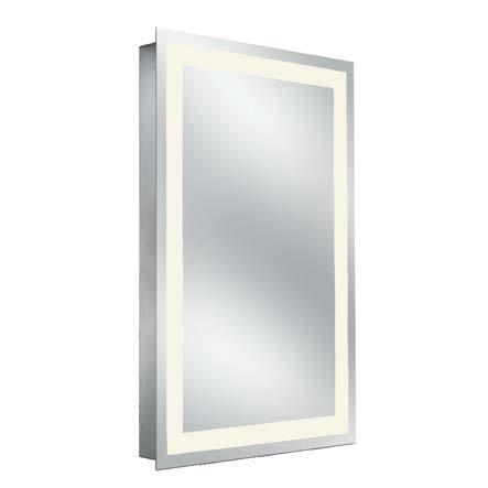 Non-magnified, high quality, distortion-free glass 48 watts fluorescent illumination Recessed or flush mounting Portrait