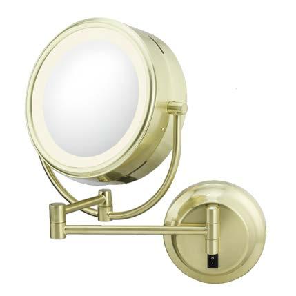 LUXURY MIRRORS DOUBLE-SIDED LED LIGHTED MIRRORS NeoModern LED Lighted Wall Mirror 1x / 5x magnification (7x Lens sold separately) 9 frame diameter 16 extension Hard-wired (plug-in option available)