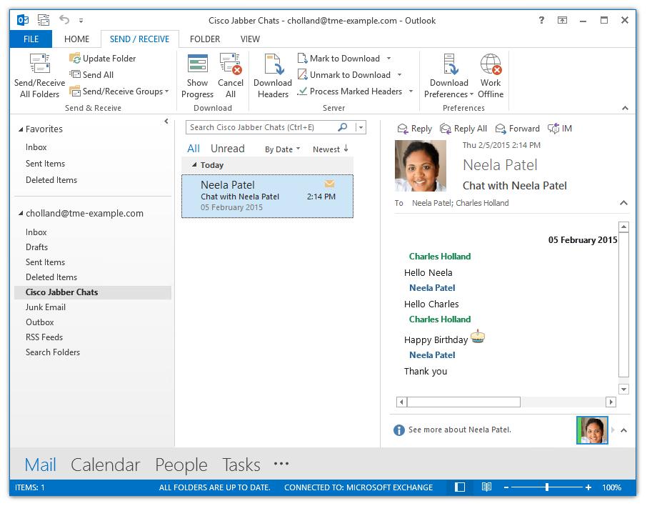 Application Integration Save my Chat to Outlook / File Jabber for Windows now provides the