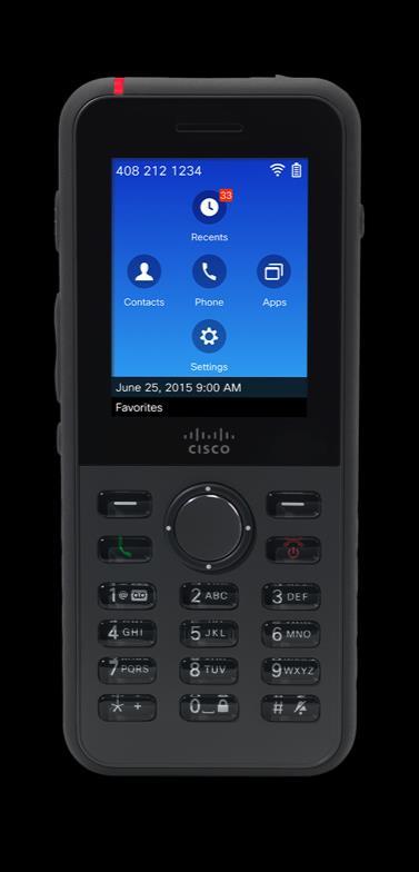 Cisco Wireless IP Phone 8821 Hardened Design (IP67, MIL-STD-810G) IP67 rated for protection against dust and water immersion between 6 inches (15 cm) and 3.