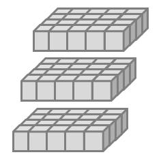 When we find the volume of this solid, we are imagining filling the box with cubic yards, or cubes with length of 1 yard, width of 1 yard, and depth of 1 yard.