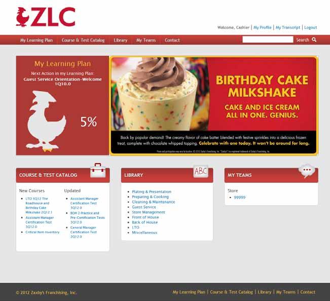 Home Page Click the ZLC logo any time you want to return to the Home page. Click to contact the ZLC Administrator.