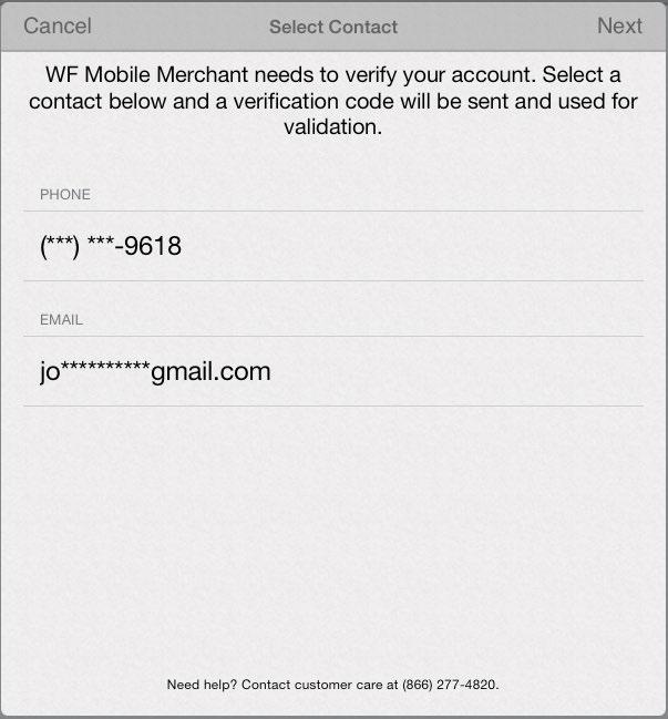 Getting Started Two-factor Authenication Wells Fargo Mobile Merchant utilizes two-factor authentication so that new devices can be added and verified securely to your account for use with Wells Fargo