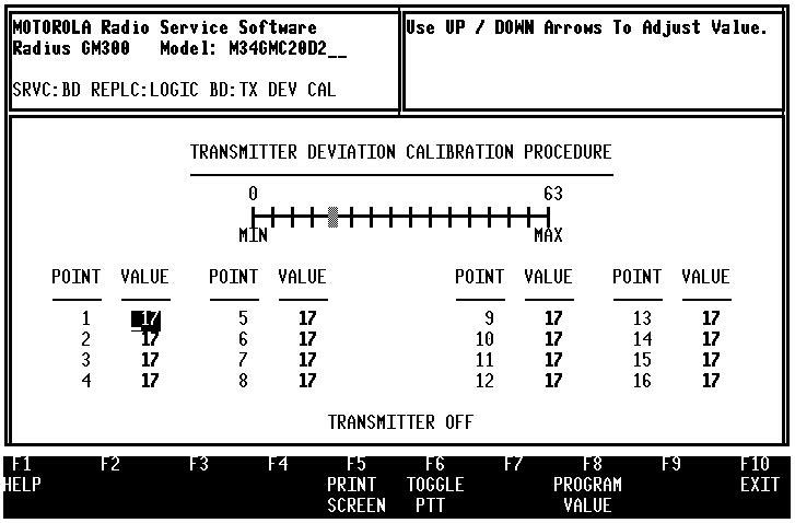 GM300 Radio Service Software Manual Servicing Features Calibration 9.3.7 Calibrate Deviation (F6) The next figure is the CALIBRATE DEVIATION screen (Figure 9-14).