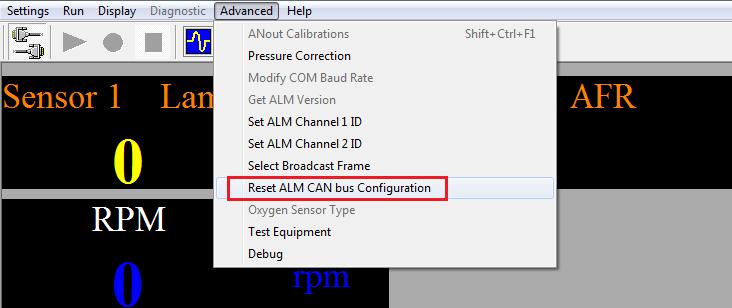 Configuration. 2) Click "Reset ALM CAN bus" button.