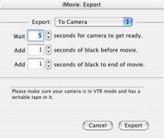Export to DV Tape Set seconds to wait for camcorder