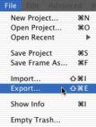 Export to File Select File ->