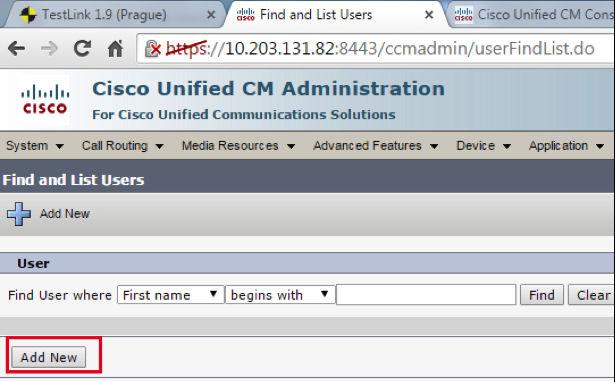 Unified Communications Manager. Procedure 1. Select User Management > End User. 2. Click Add New. 3.