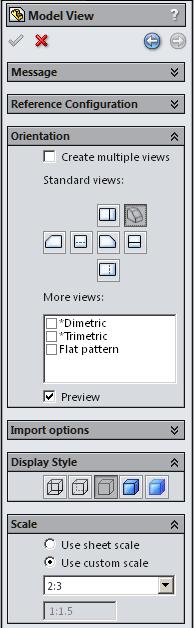 Step 9. Move the cursor to the upper right until Isometric view is displayed and click to place Isometric view, Fig. 4. Isometric view Step 10. Click OK Step 11.