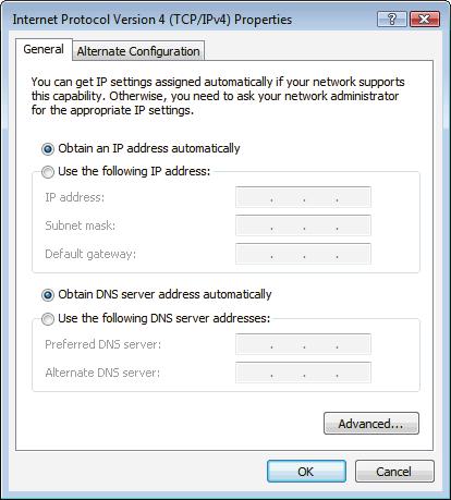 6. Check Obtain an IP address automatically and Obtain DNS