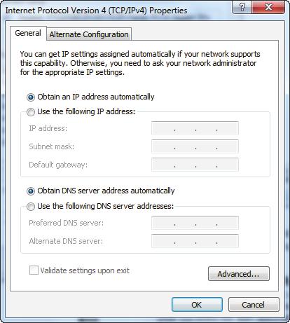 5. Check Obtain an IP address automatically and Obtain DNS