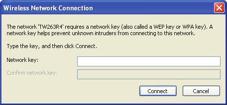 You can later change this network key via the wireless configuration menu.