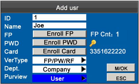 3. User Management records. SSR Type No-SSR Type Press to select Purview. And press to select User or Administrator.