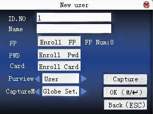 2.2.7 ID card Some devices can use ID card to verify ID. Enroll ID card The device with ID card function has enroll ID card on add user interface: Press / to make cursor on enroll card.