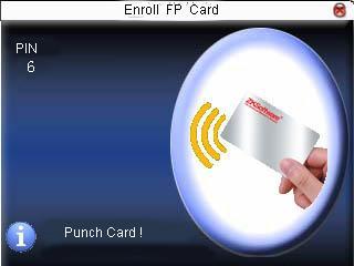 information to the card.),and then press OK. The device will prompt you to move off your finger. Step 3: Press finger properly three times. Step 4: Device prompts please show card.