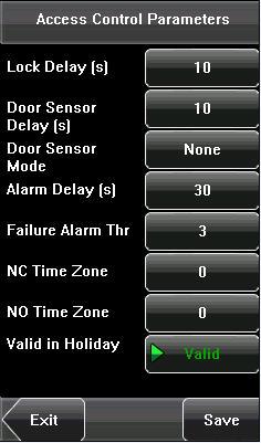 6. System Settings 6.7.5 Access control parameter Through the [Access] menu, you can set the parameters of the electronic locks and related access control devices.