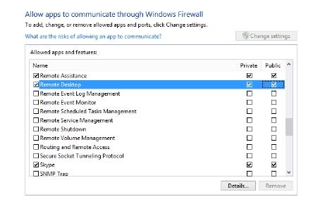 3.2 Adjust Firewall Settings On the Windows machine receiving the RDP connection, go to Windows Firewall settings in Control Panel and click Allow an app or