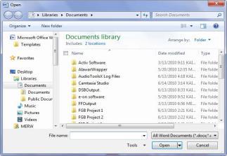 files and folders, and set folder options.