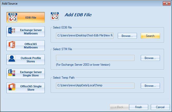 Add Source The add source files are the option available for you to add the desire mailbox or sources which is required for recovery/migration.