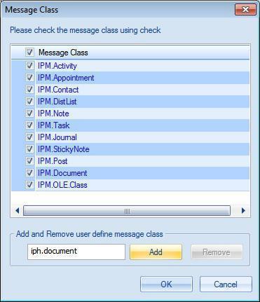 Message Class: The message class filter option allow you to add the message class using the add button. In this option you can include or exclude the message class.