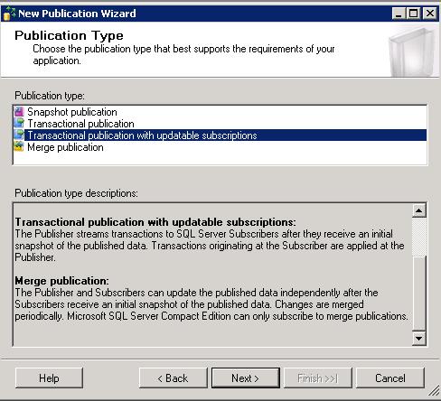 6. Select the database which is going to act as a publisher. In our case, select the ACCCM database 7. Click Next 8.