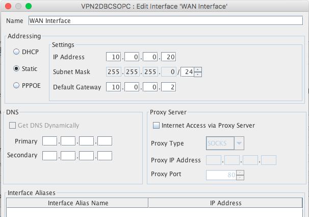Figure 17: Configure the WAN and LAN interface of the CSG on Ravello 11.