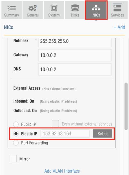 Figure 6: Selecting Elastic IPs for the Siebel App Server 2. Repeat Step 1 for the Siebel Gateway and Siebel Tools VMs. 3. In the DBCS Service console, Select Access Rules.