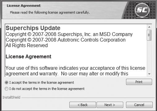 I accept the terms in the license agreement