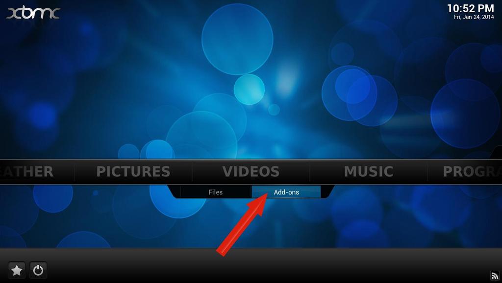 10. You will be back at the main menu. Navigate to the Kodi icon and push 11. Your DroidTV will now start to the main Kodi window.