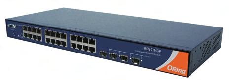 Rack-Mount Managed Gigabit 28-port rack-mount managed Gigabit Ethernet switch with 24x10/100/1000Base-T(X) and 4x1000Base-X, SFP socket Wireless Full Gigabit O-Ring ORing s switches are intelligent