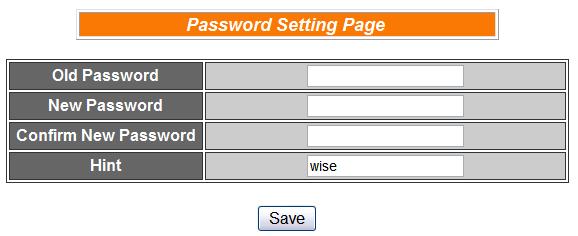 The Password Setting page is as follow: Figure 4-5:Password setting page To avoid unauthorized access and altering of data; it is required for users to input