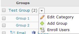 Manually Enrolling Students 1. Click the dropdown arrow next to the desired category and select Enroll Users. 2. In the checkboxes, select which group each user should be in.