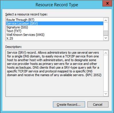 3. Select a resource record and click the Create Record button. 4.