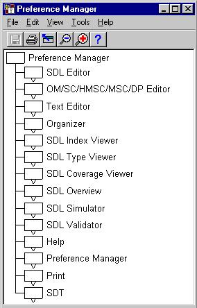 Telelogic Tau SDL Suite The Preference Manager The Preference Manager allows you to customize the appearance and behavior of the SDL Suite.