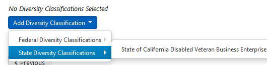 Hover over the Federal Diversity Classifications and State Diversity Classifications and select the applicable option.
